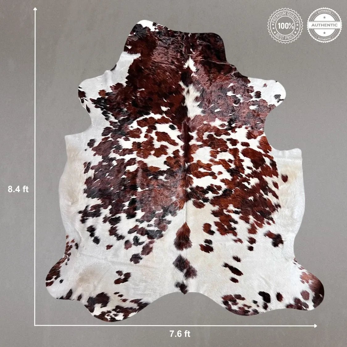 Extra Large Tricolor Cowhide Rug Size 7.6x 8.4 ft - 5255F