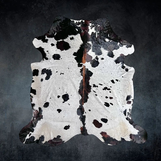 Extra Large Tricolor Cowhide Rug Size 7.9x 8.4 ft - 5251F
