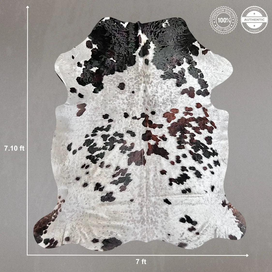 Extra Large Tricolor Cowhide Rug Size 7x 7.10 ft - 5256F