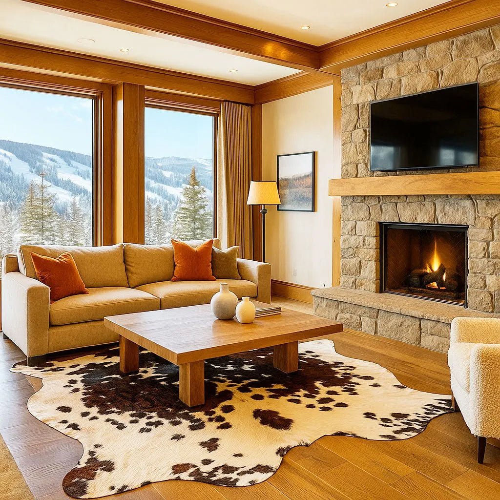 Extra Large Tricolor Cowhide Rug Size 7x 7.10 ft - 5256F