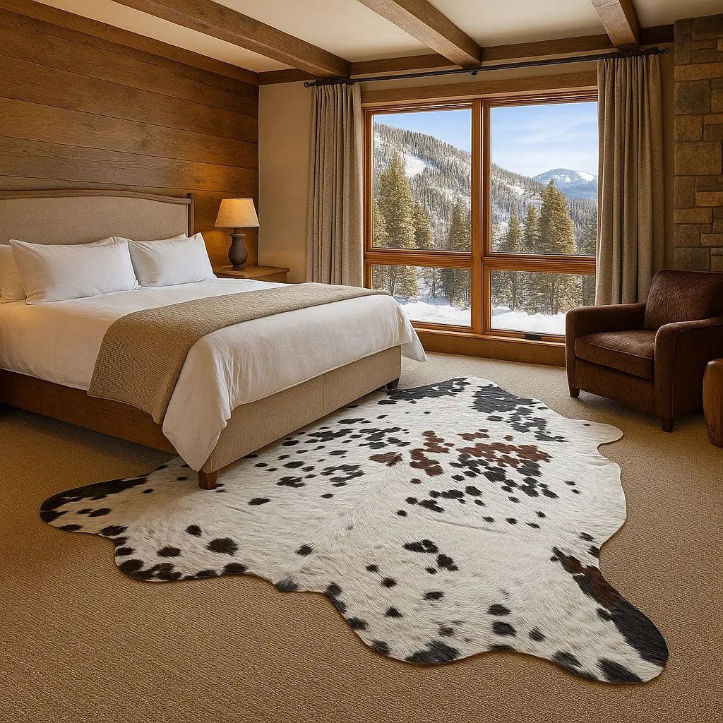 Extra Large Tricolor Cowhide Rug Size 7x 7.10 ft - 5256F