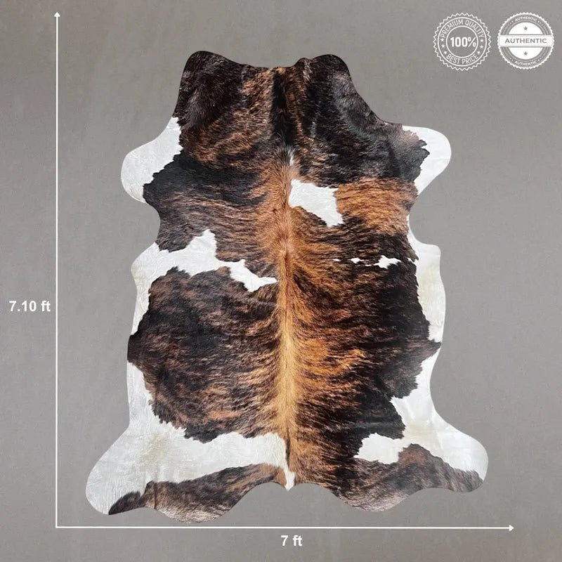 Extra Large Tricolor Cowhide Rug Size 7x 7.10 ft - 5263F
