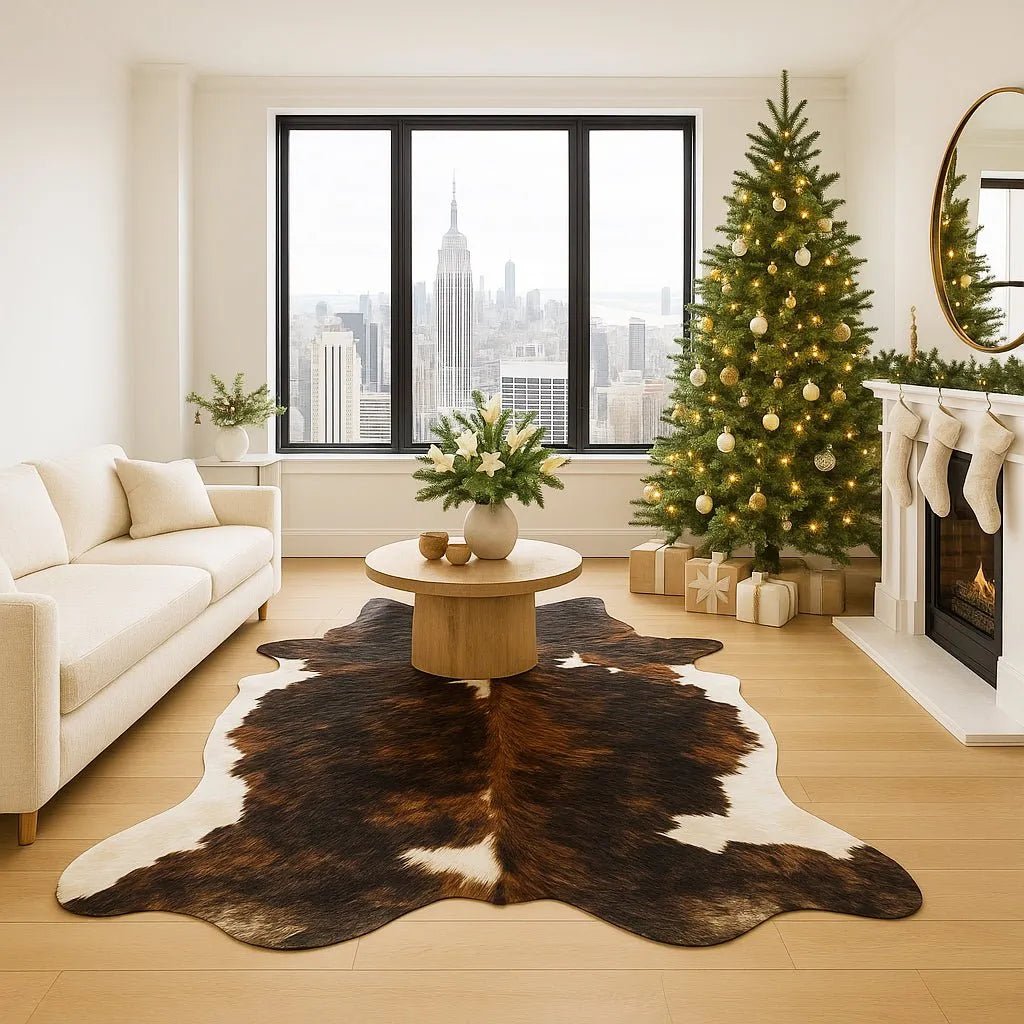 Extra Large Tricolor Cowhide Rug Size 7x 7.10 ft - 5263F
