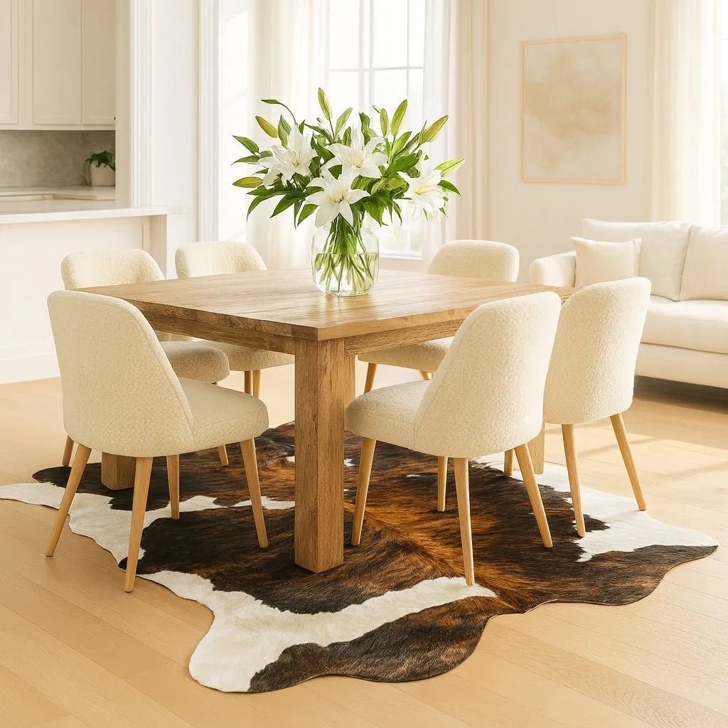 Extra Large Tricolor Cowhide Rug Size 7x 7.10 ft - 5263F