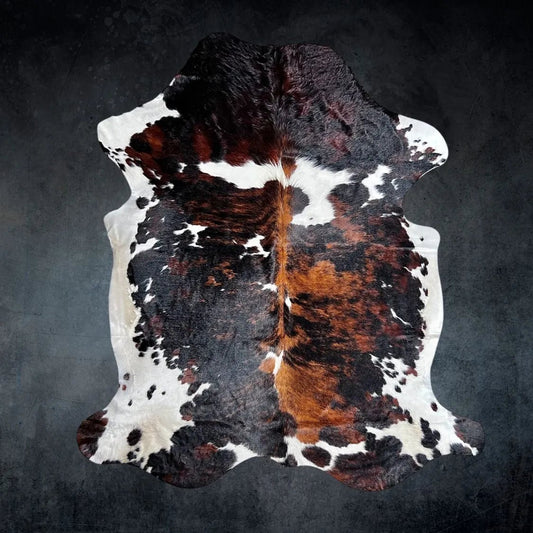 Extra Large Tricolor Cowhide Rug Size 7x 8 ft - 5254F