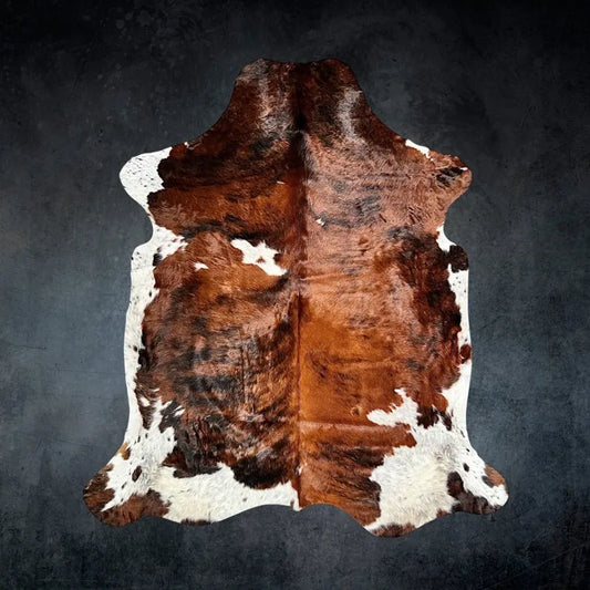 Extra Large Tricolor Cowhide Rug Size 7x 8.2 ft - 5302J