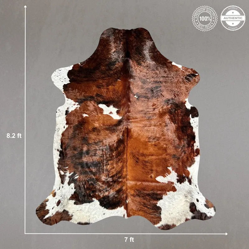 Extra Large Tricolor Cowhide Rug Size 7x 8.2 ft - 5302J