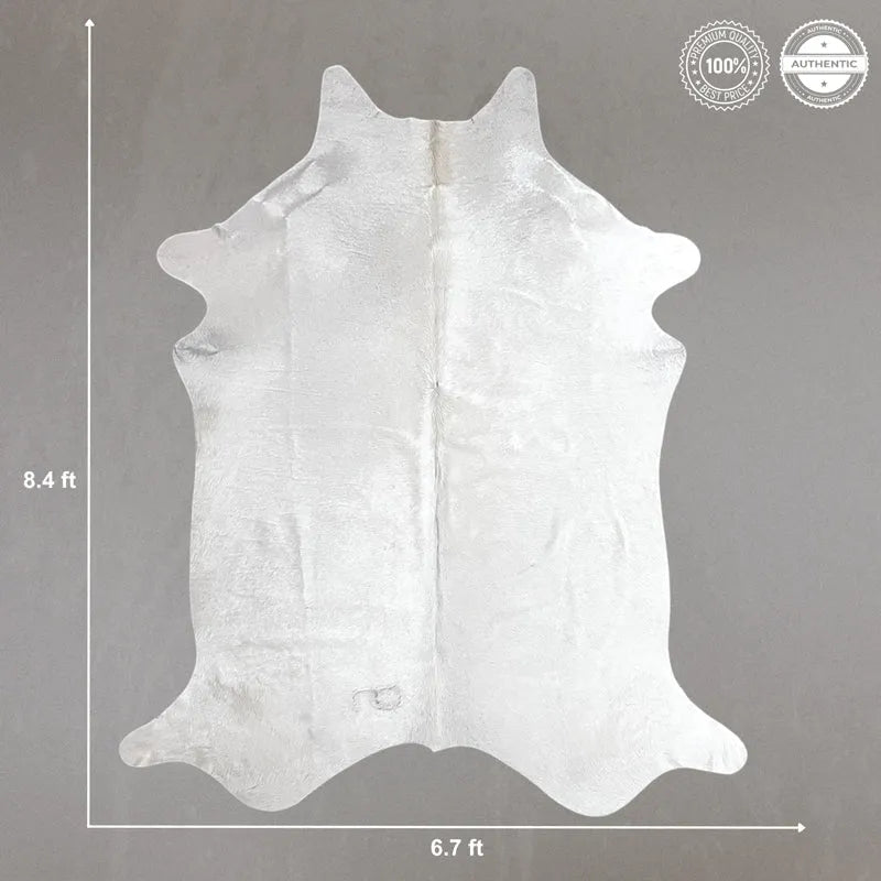 Extra Large White Cowhide Rug Size 6.7x 8.4 ft - 5281