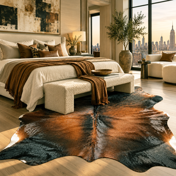 cowhide rug for bedroom