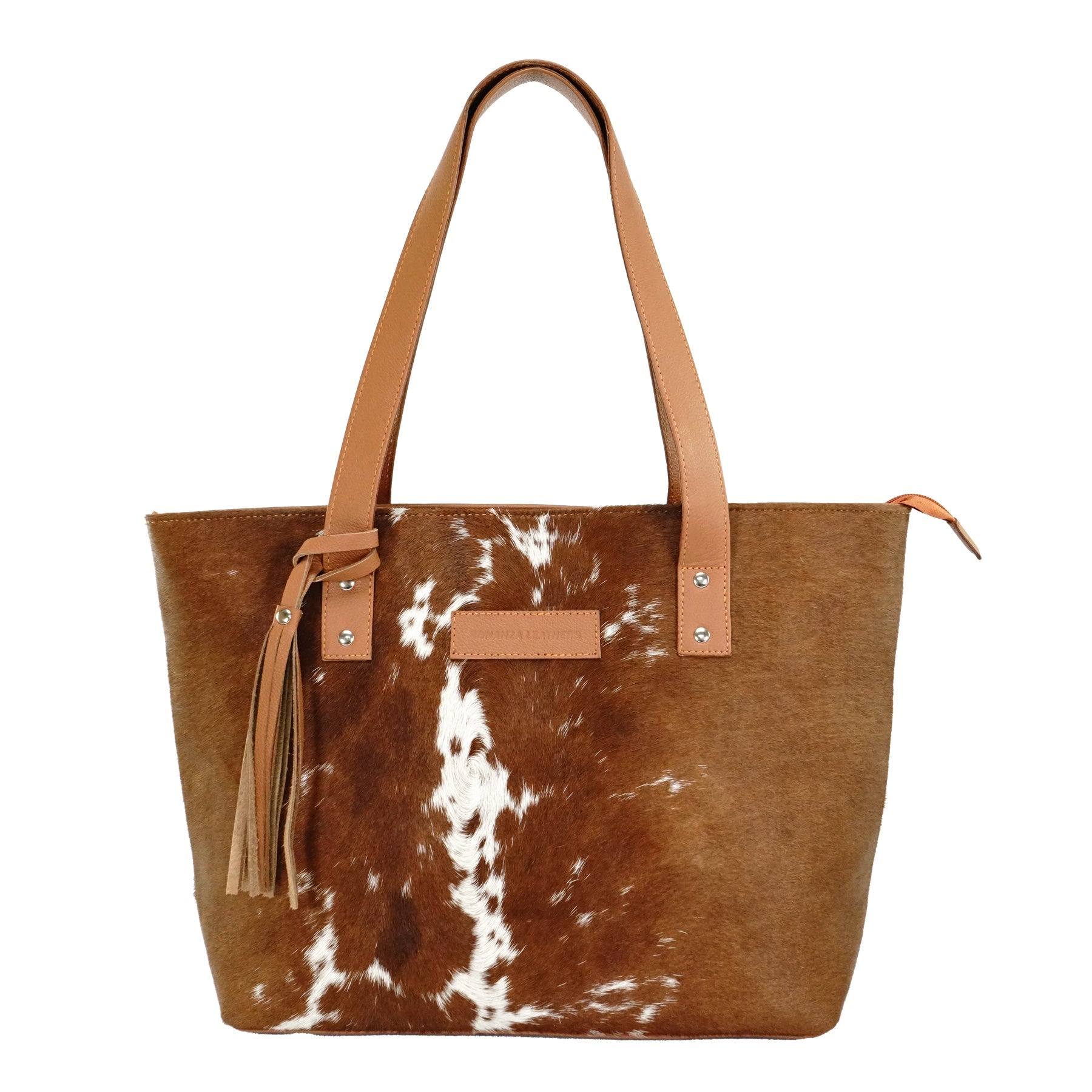 Tricolor Cowhide tote Bag Handbag Brown Leather Purse Cowhide online Hair on Tote Bag-2