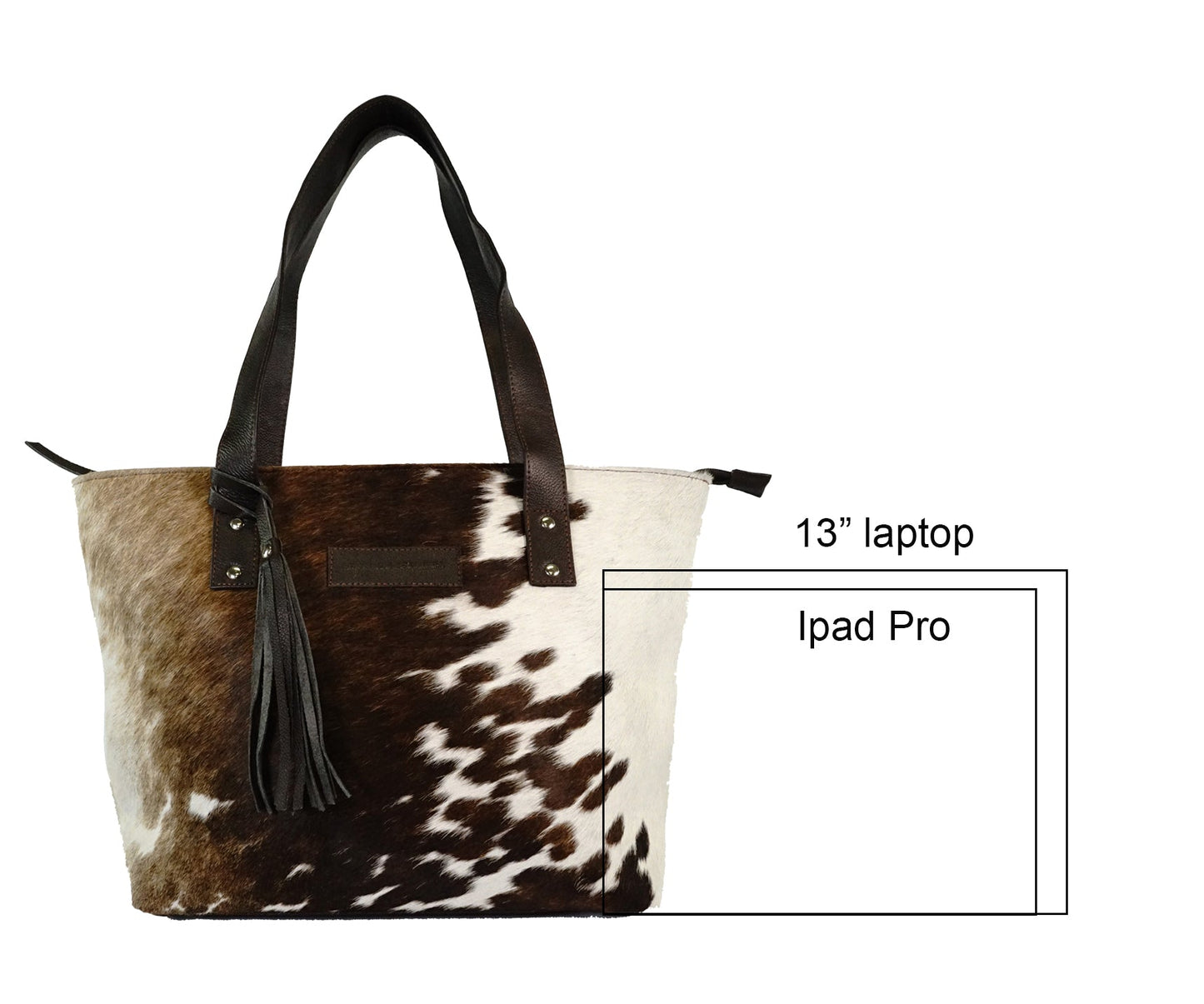 Genius leather hair on cowhide women's Tote bag - Rodeo Cowhide RugsChocolate