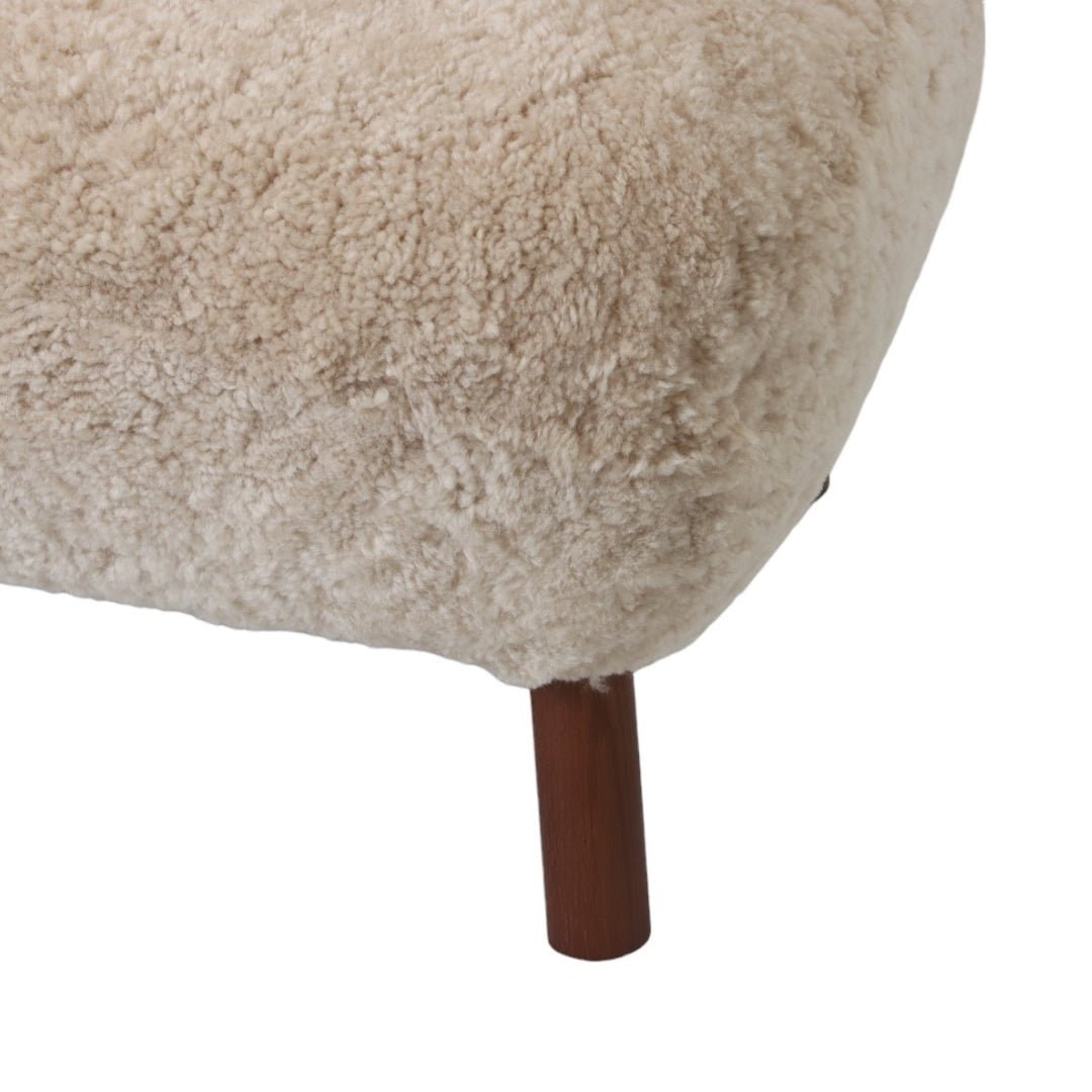 Genuine Sheepskin Ottoman Stool - Rodeo Cowhide RugsChampagne