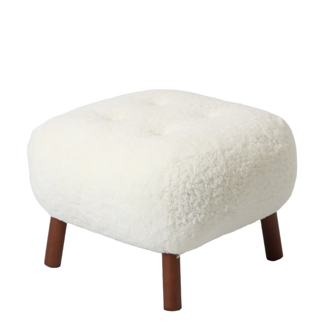 Genuine Sheepskin Ottoman Stool - Rodeo Cowhide RugsChampagne