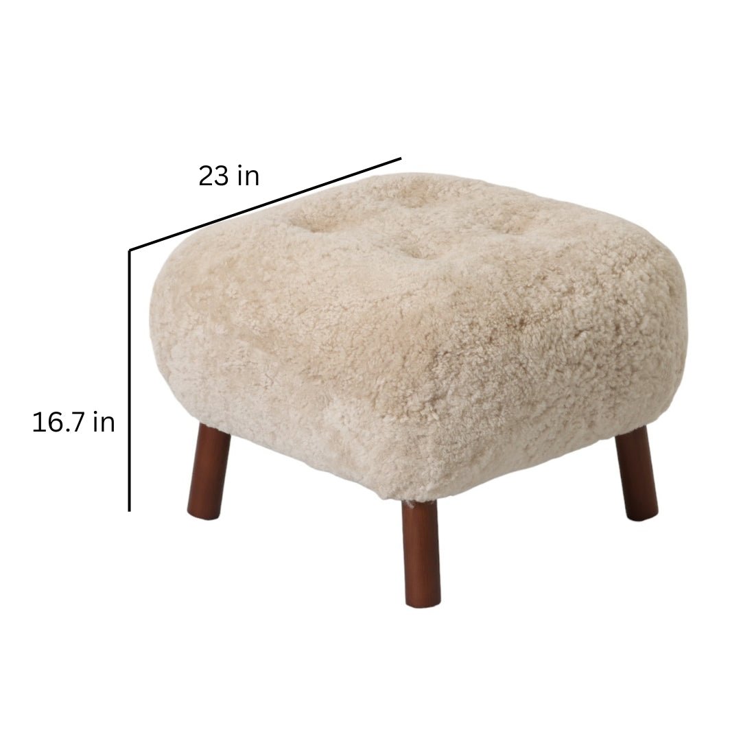 Genuine Sheepskin Ottoman Stool - Rodeo Cowhide RugsChampagne