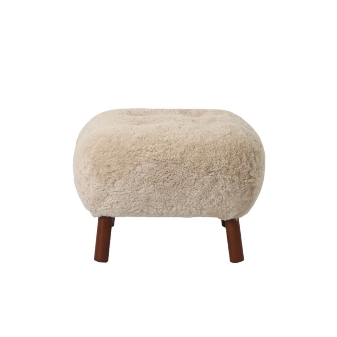 Genuine Sheepskin Ottoman Stool - Rodeo Cowhide RugsChampagne