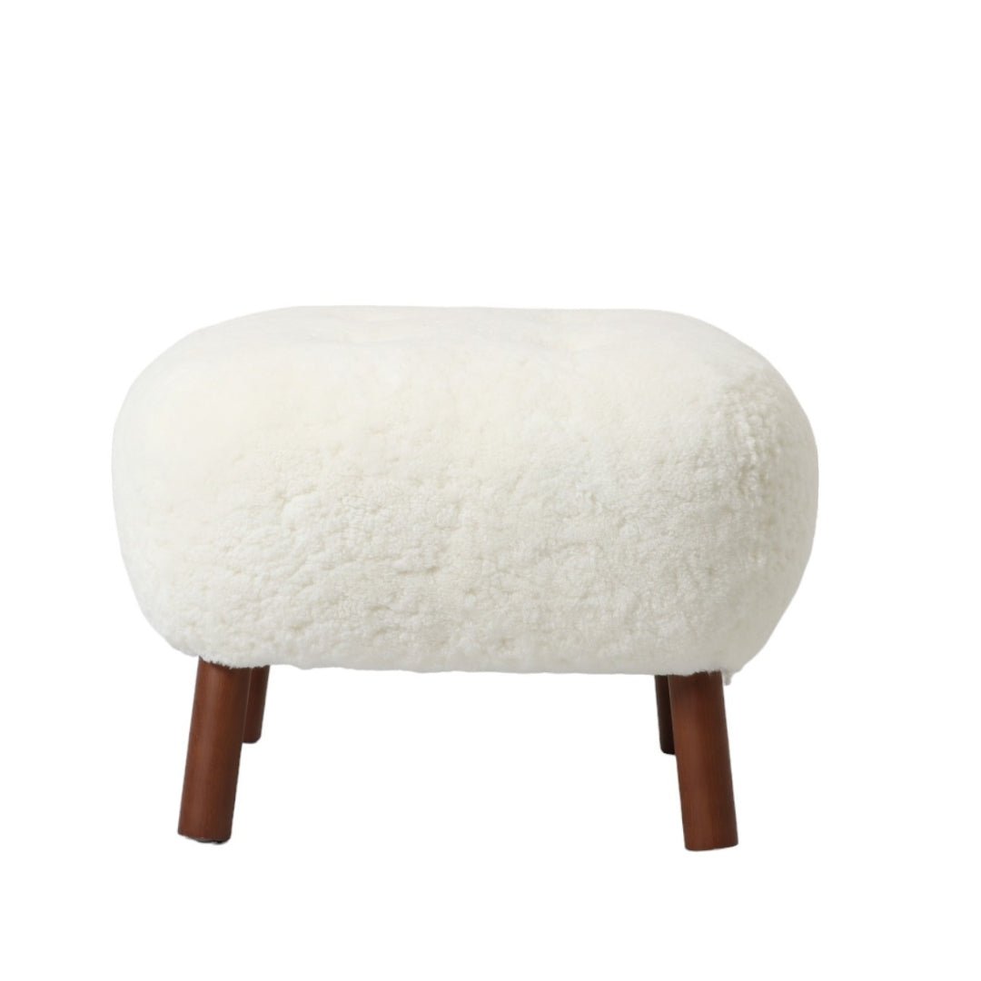 Genuine Sheepskin Ottoman Stool - Rodeo Cowhide RugsIvory