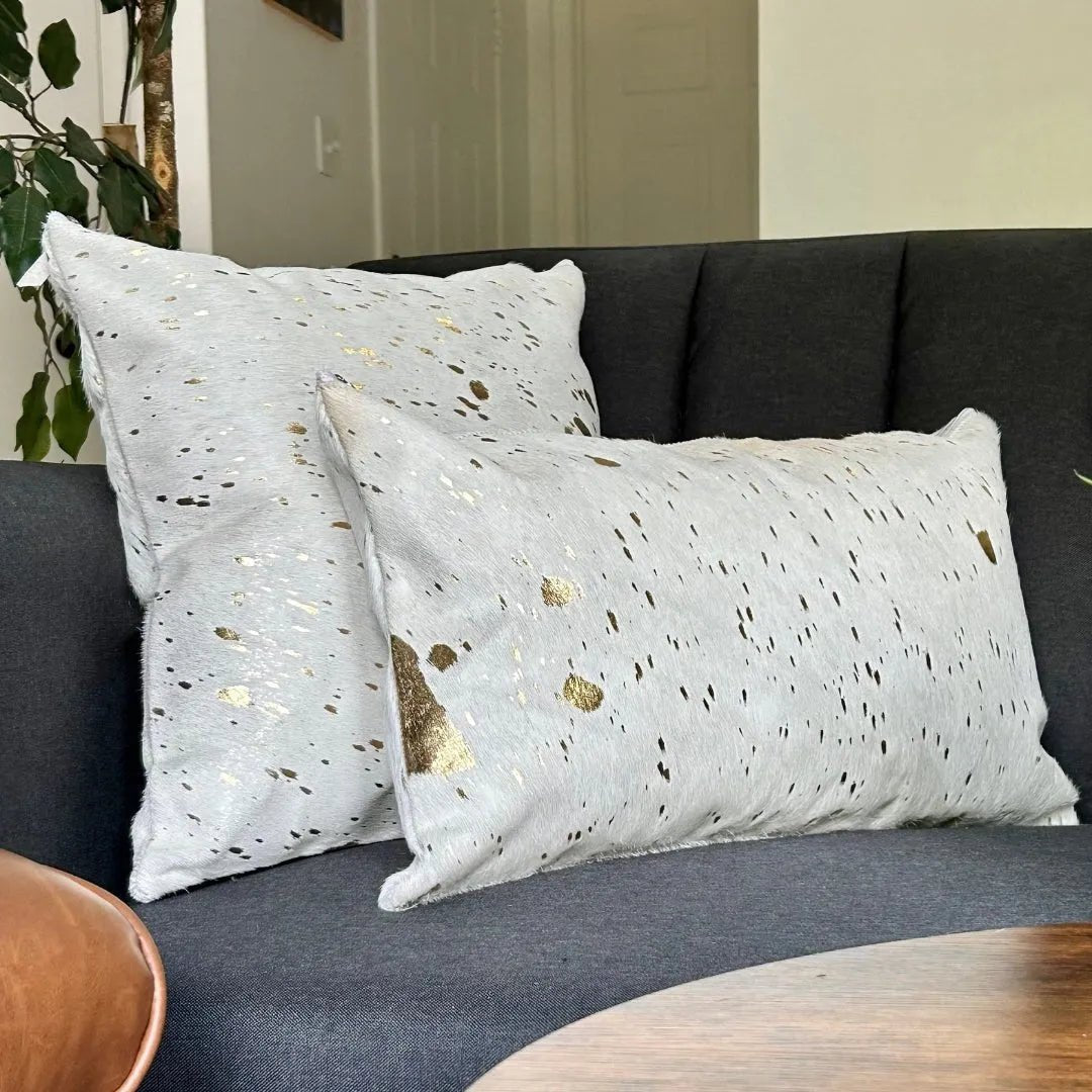 Gold Metallic Cowhide Pillow Case