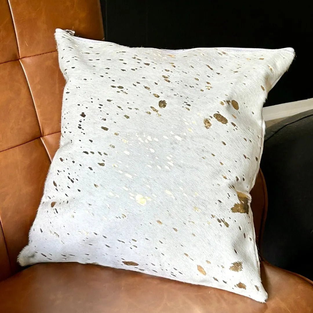 Gold Metallic Cowhide Pillow Case