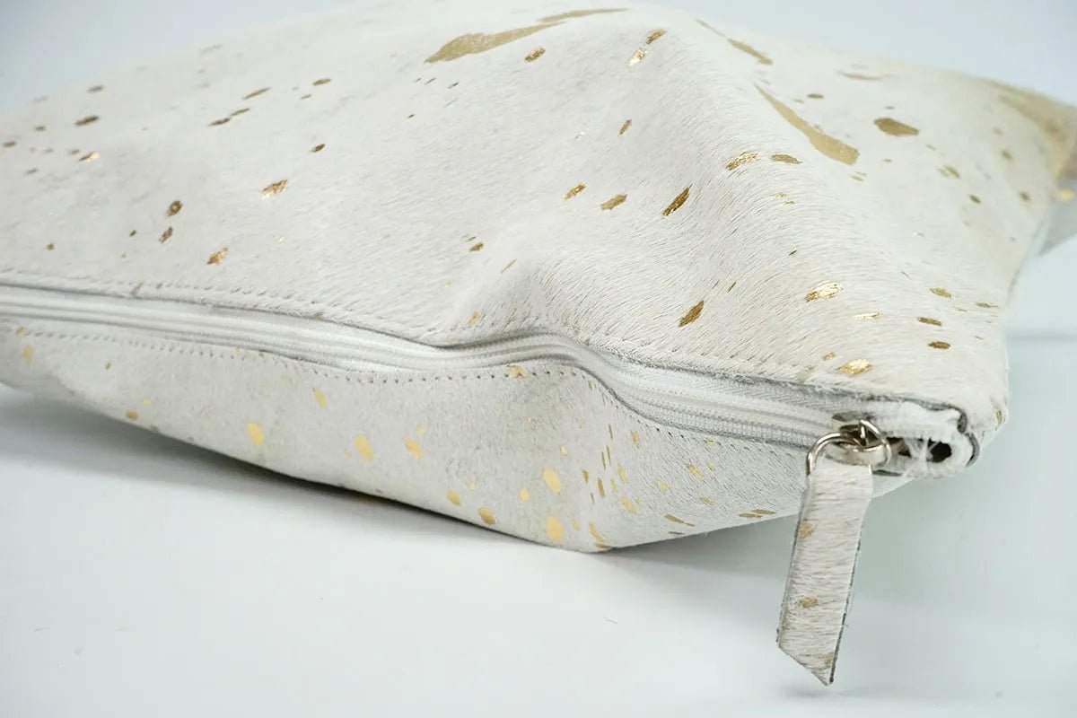 Gold Metallic Cowhide Pillow Case