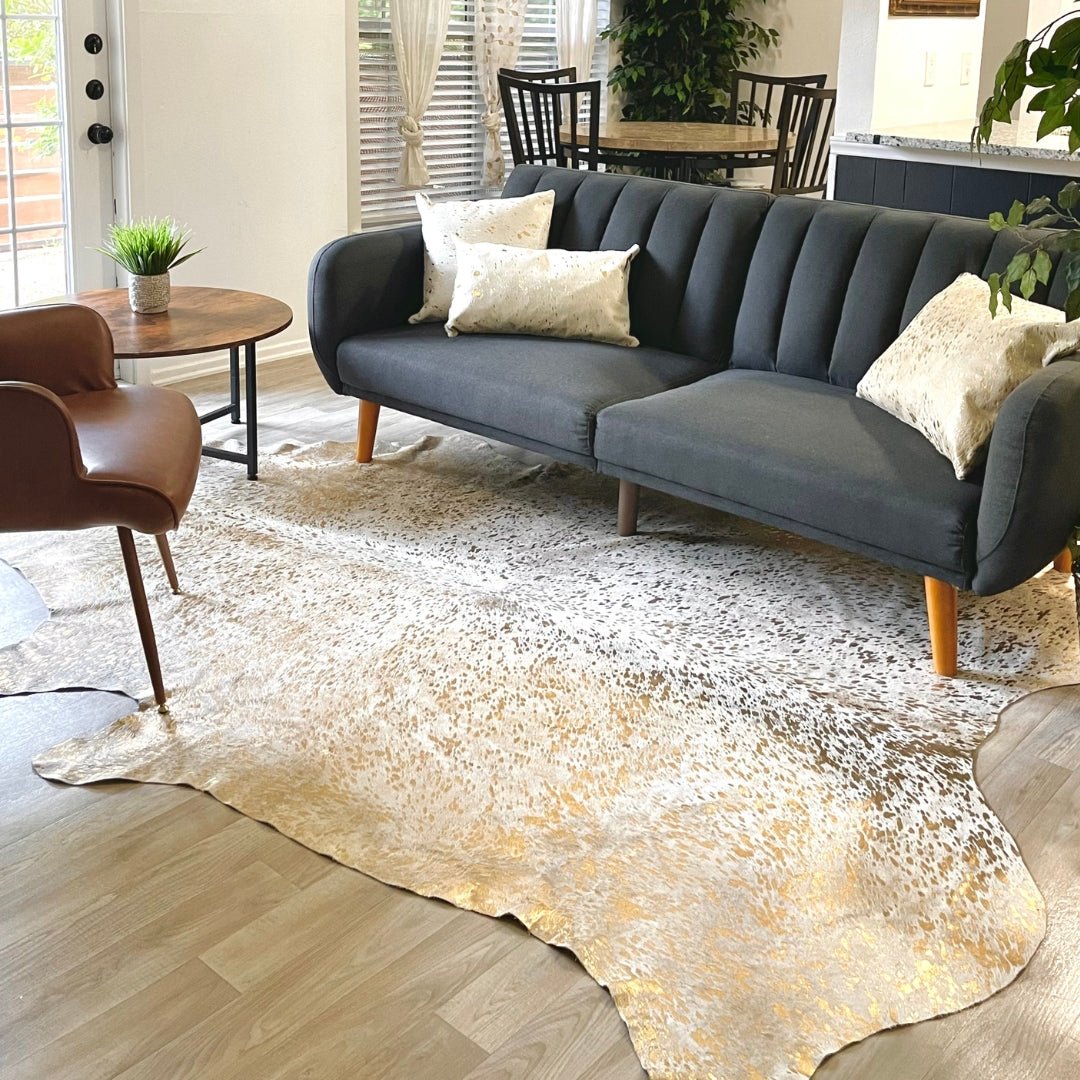 Gold Metallic Cowhide Rug - Rodeo Cowhide Rugs6x7