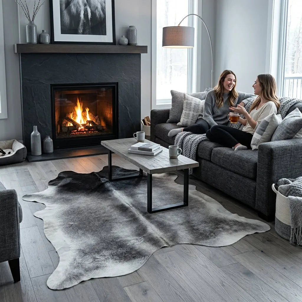 Gray Cowhide Rug Size 5.10x 6.7 ft - 5298J