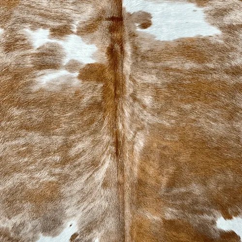 Large Beige and White Cowhide Rug Size 4.11 x5.7 ft - 5379R