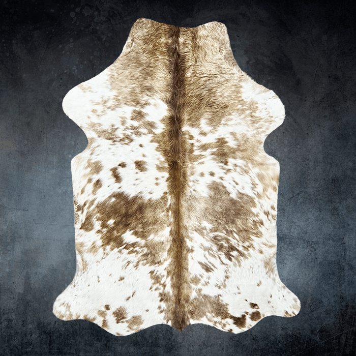 Large Beige and White Cowhide Rug Size 5.3 x 5.10 ft - 5375R