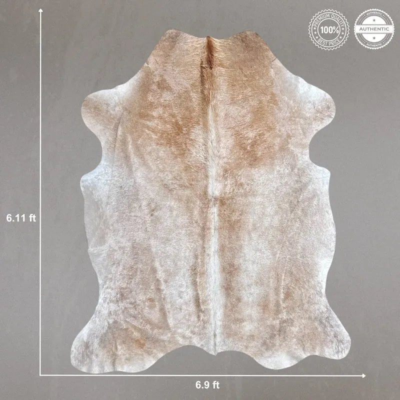 Large Beige Cowhide Rug Size 5.9x 6.11 ft - 5262F