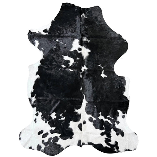 Large Black and White Cowhide Rug J312 - 5.5x6.4 ft
