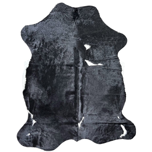 Large Black and White Cowhide Rug J324 - 5.6x 6.6 ft