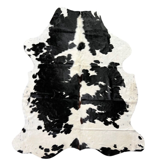 Large Black and White Cowhide Rug J331 - 5.9x 6.3 ft