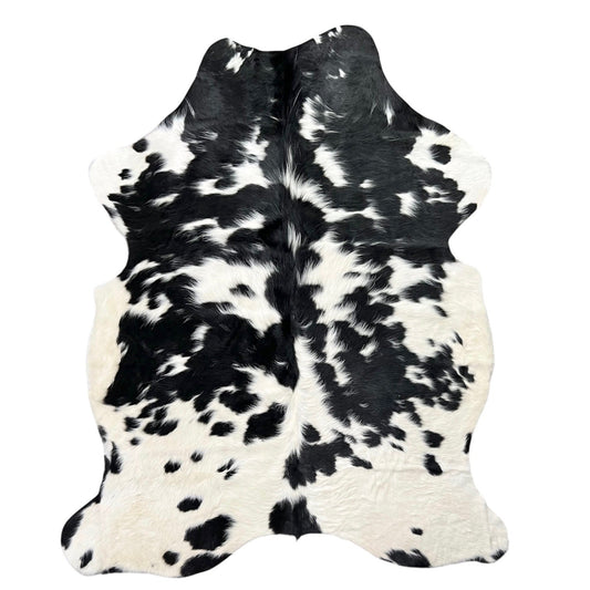 Large Black and White Cowhide Rug J343 - 5.3x 5.9 ft