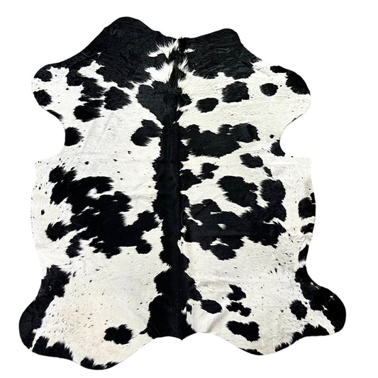 Large Black and White Cowhide Rug J345 - 6x 6.7 ft