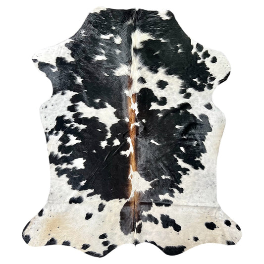 Large Black and White Cowhide Rug J432 - 5.7x 6.6 ft