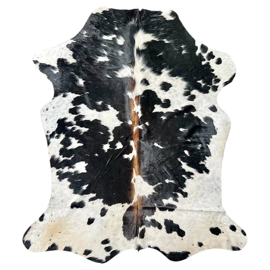 Large Black and White Cowhide Rug J432 - 5.7x 6.6 ft