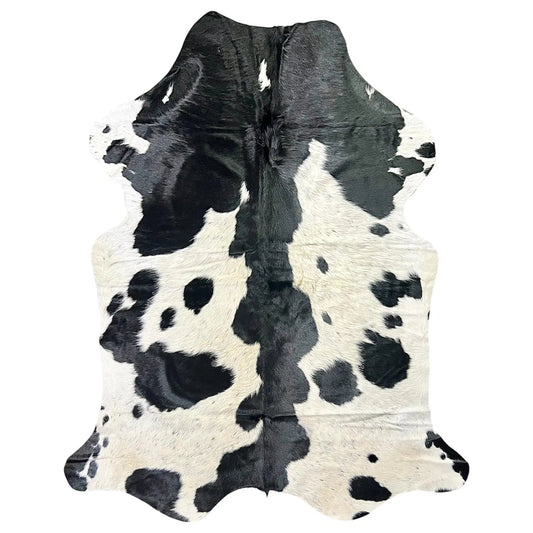 Large Black and White Cowhide Rug K473 - 5.7x 6.4 ft