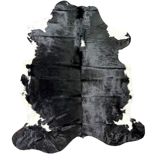 Large Black and White Cowhide Rug L356 - 6.4x 7.2 ft