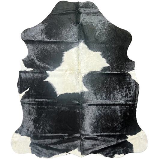 Large Black and White Cowhide Rug L399 - 5.7x 6.9 ft