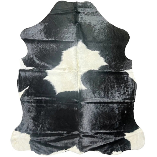 Large Black and White Cowhide Rug L399 - 5.7x 6.9 ft