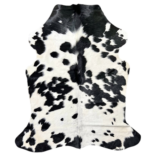 Large Black and White Cowhide Rug L423 - 5.4x 5.9 ft