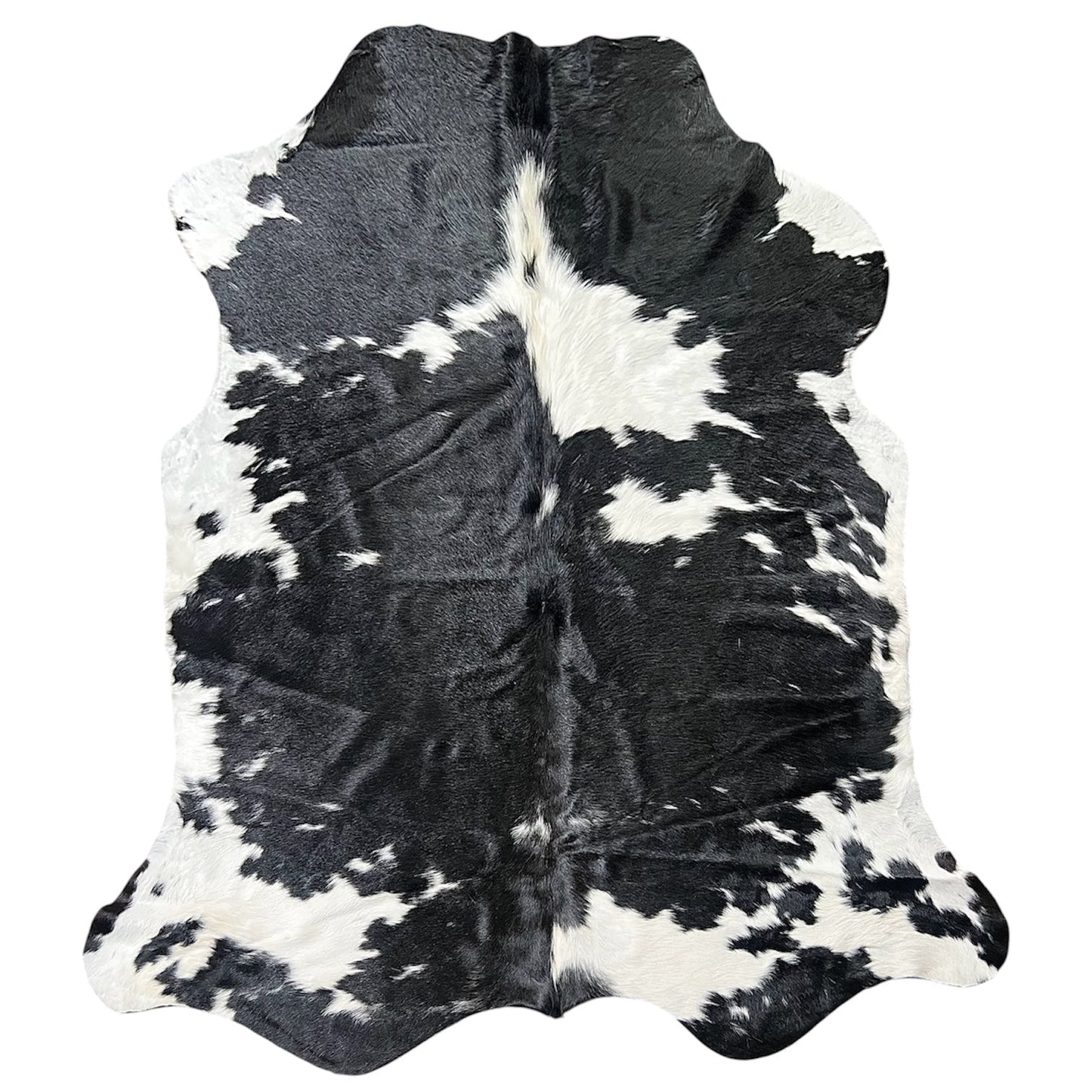 Large Black and White Cowhide Rug O524 - 6.2x 6.6 ft