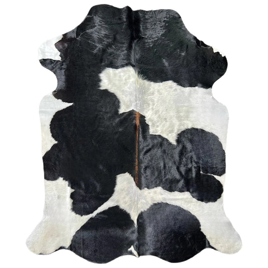 Large Black and White Cowhide Rug Q579 - 5.3x 6.10 ft