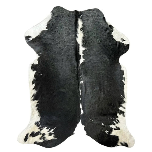 Large Black and White Cowhide Rug S632 - 5.3 x 6.2 ft