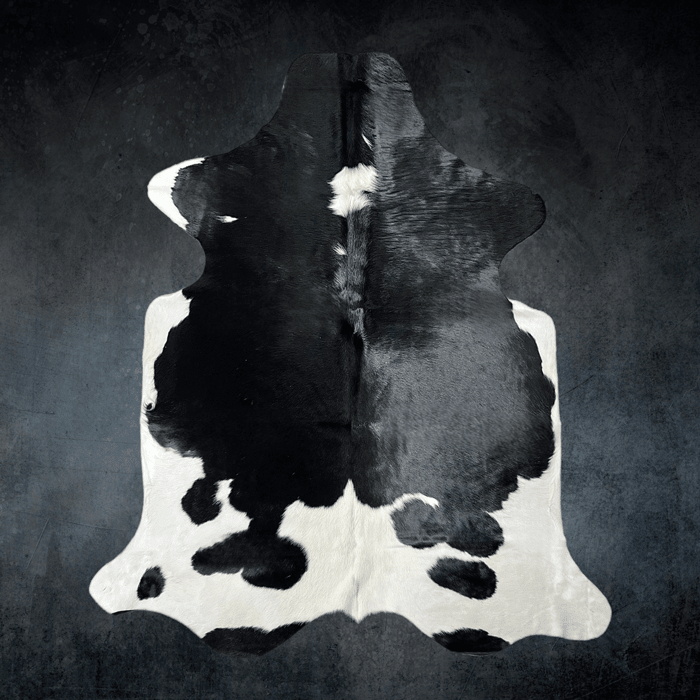 Large Black and White Cowhide Rug Size 5.6 x 6.7 ft - 5362Q