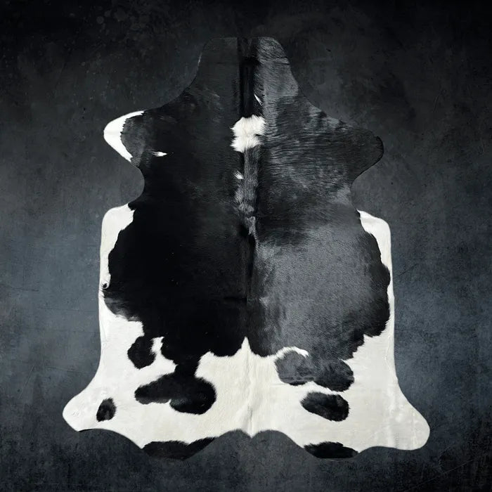 Large Black and White Cowhide Rug Size 5.6 x 6.7 ft - 5362Q