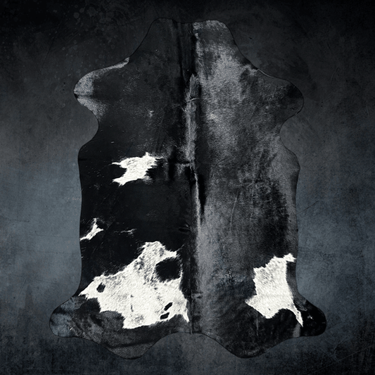Large Black and White Cowhide Rug Size 5.8 x 7.2 ft - 5342P