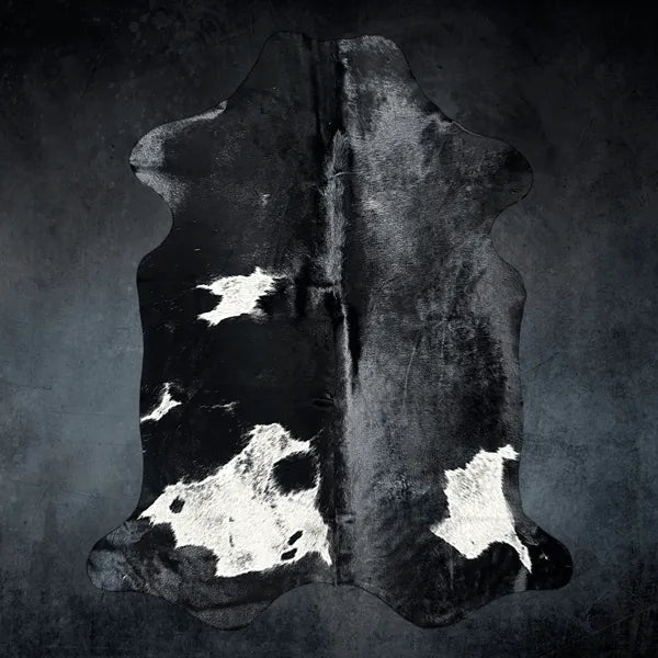 Large Black and White Cowhide Rug Size 5.8 x 7.2 ft - 5342P