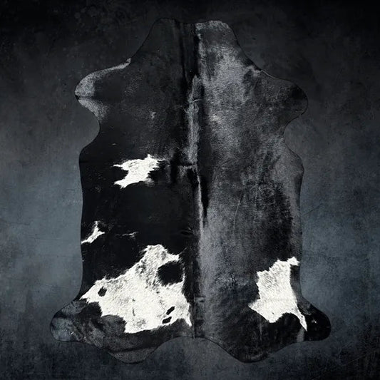 Large Black and White Cowhide Rug Size 5.8 x 7.2 ft - 5342P