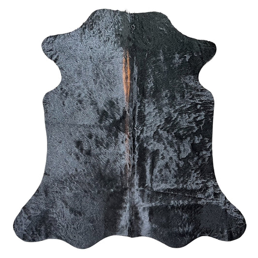 Large Black Cowhide Rug J543 - 5.5x 5.8 ft