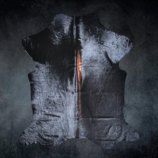 Large Black Cowhide Rug Size 5.10x 6.9 ft - 5276H